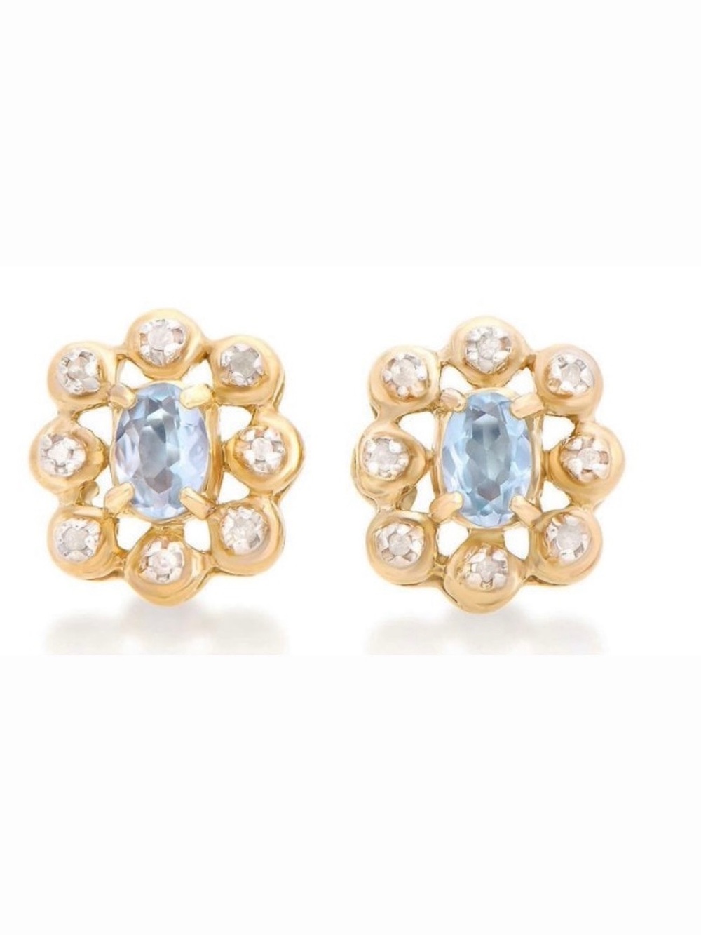 0.94 Cts Natural Diamond Aquamarine Sterling Silver Designer Earrings